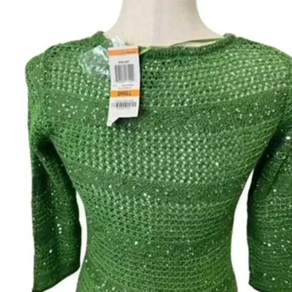NEW Inc International Green Knit Long Sleeve Sequined Top Women’s Small NWT - Picture 5 of 13